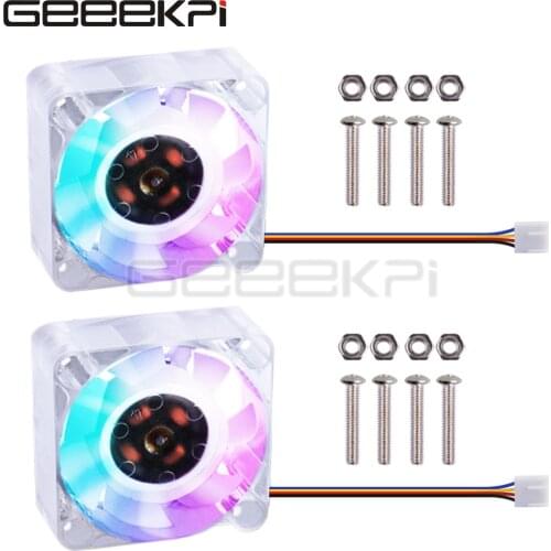 GeeekPi 2 PCS 4010 Brushless RGB light Cooling Fan 4010 PWM Colorful Slow Flashing Transparent Fan For Jetson Nano