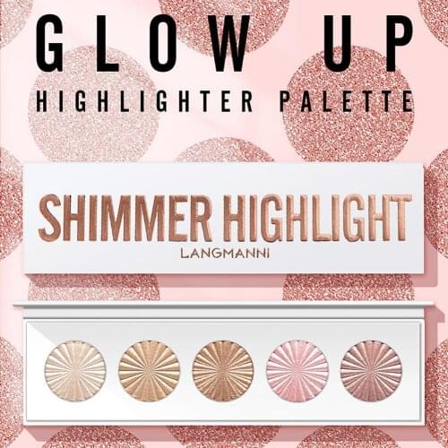 5 Colors Highlighter Makeup Shimmer Baking Powder Highlighter Palette Skin Brighten Highlight Face Contour Bronzer Cosmetics