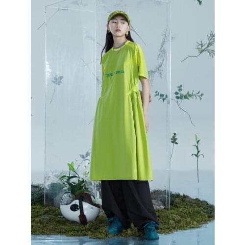 IRINACH378 Spring Summer 2021 Original Design New Arrivals See Through Mesh Patchwork Short Sleeves Long T Shirt Dress Women