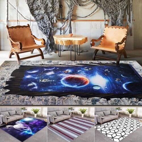 Nordic Carpet Soft Flannel Galaxy Space 3D Printed Area Rugs Parlor Anti-slip Floor Mat Living Large Home Decor For Carpets Room