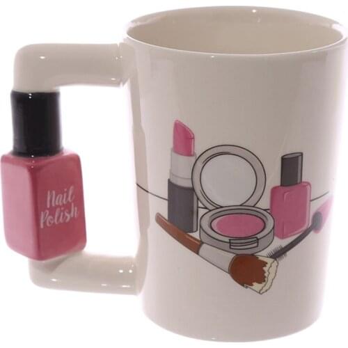 Creative Ceramic Mugs Girl Tools Beauty Kit Specials Nail Polish Handle Tea Coffee Mug Cup Personalized Mugs for women Gift