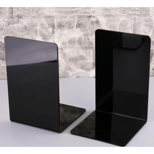 2Pcs Desk Organizer Black Acrylic Bookends L-shaped Desktop Book Holder School Stationery Office Accessories Wholesale Drop Ship
