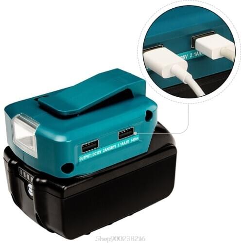 14.4V/18V Li-on Battery Dual USB Port with LED Light Spotlight Flashlight for Makita Batteries Au27 20 Dropship
