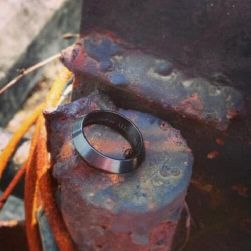 Minimalist Acne Studios Triangle Ring Black Men Stainless Steel Jewelry