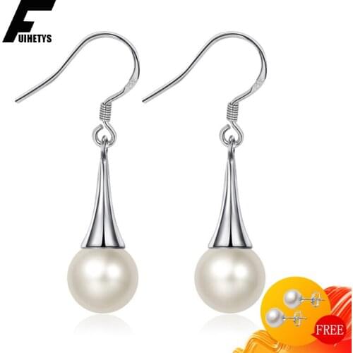 BaliJelry Fashion Silver 925 Women Earrings Jewelry Round Pealr Drop Earring for Wedding Engagement Party Accessories Wholesale