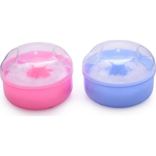 Soft Cosmetic Case Baby Soft Face Body Powder Puff Sponge Boxes Puff Cases Cute Container For Children Kids Pink/Blue Color 210