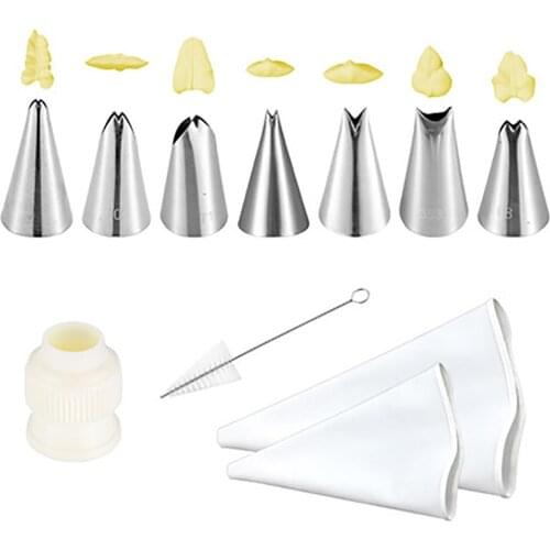 10PCS/Set Cake Decorating Tools Kit Stainless Steel Pastry Nozzles Cream Confectionery Bags DIY Household Baking Cream Nozzle
