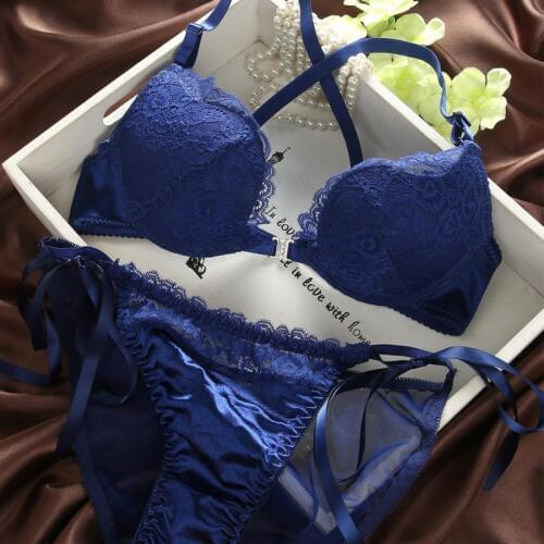 Women Push Up Bra Set Lingerie Sexy Front Buckle Bra Front Closure U Shape 70-80B