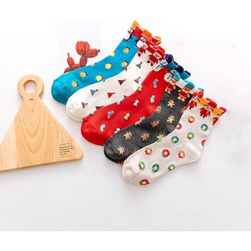 New 2021 Cotton Christmas Socks Women&Men Autumn Winter New Year Gift Santa Claus Christmas Tree Snow Elk Happy Socks Cute Sock