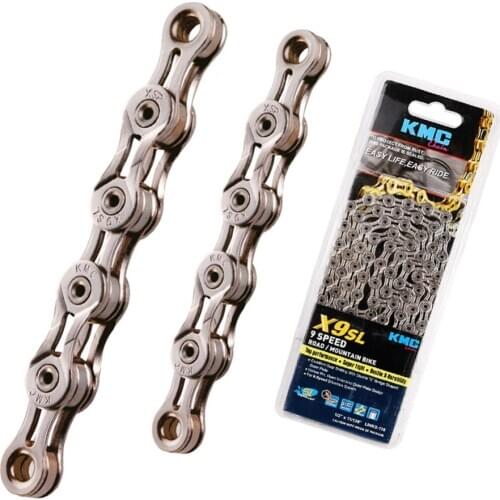 Original KMC X9SL 9 Speed Silver for Trekking 116 Links Super Light Nickel Plated 9S Chain + Missing Link