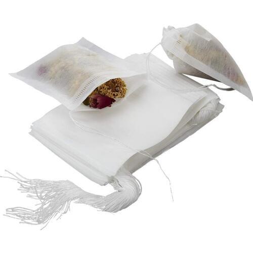 UPORS 100Pcs/Set Empty Tea Bags with Strings 5.5*7CM Food Grade Tea Filter Bag Disposable Heal Seal Spice Herb Coffee Paper Bags