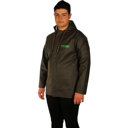 PVC UPPER JACKET Polyester coated with special fleece fabric Water repellent and extra cold protection Zippered hooded