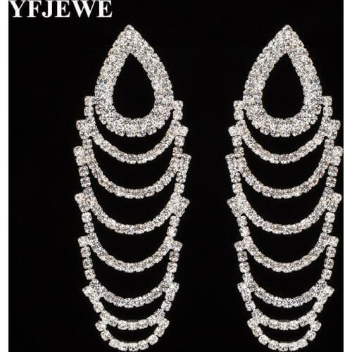 New Silver Color Long Crystal Tassel Dangle Earrings for Women Bar Wedding Drop Earing Fashion Jewelry Gifts E310 YFJEWE