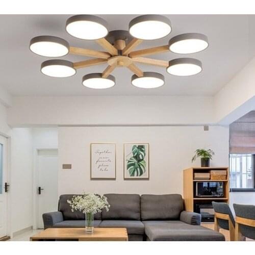 Nordic Wooden Chandelier lamps 3/6/8 lights Living Room Bedroom LED Chandeliers Lighting Nordic Lights Solid Wood Craft Lamps