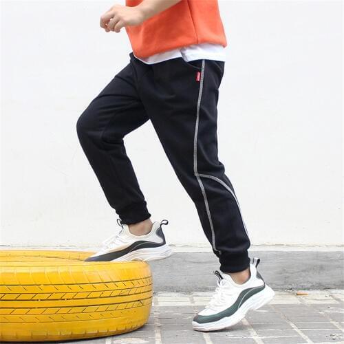 Sweatpants autumn pants for a boy knitted Elastic waist solid black grey 6-14Y toddler winter pants boy joggers kids