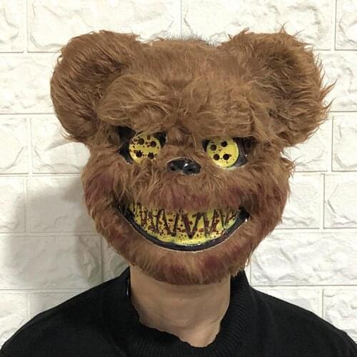 Halloween Horror Mask Scary Bloody Plush Hair Mask Bunny Bear Panda Wolf Headgear Costume Cosplay Horror Mask For Adults Kids