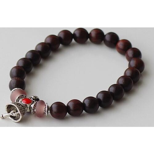 Tibetan Buddhist Ritual Vajra Mala Bracelet for Women Men Rosewood Beads Strand Charm Chakra Lucky Prayer Mala Bracelet