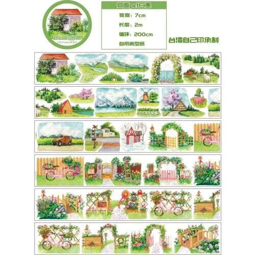 Vintage Green View Clear PET Tape for Card Making Bullet Journal DIY Scrapbooking Label Sticker