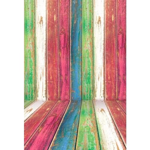 VinylBDS 5X7FT Colorful Wooden Wall Photography Backdrops Wood Photo Background Photography Backdrop Children Backdrops