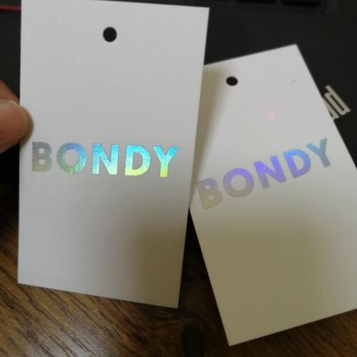 Custom logo with holographic hang tags clothing personalized printing label price tag