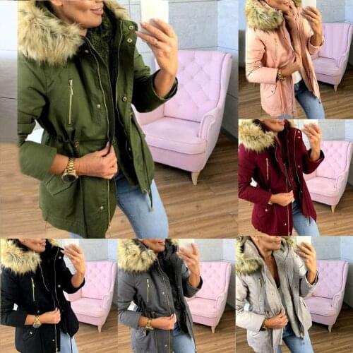 2020 Winter Women Thick Plush Warm Faux Fur Hood Coat Long Sleeve Zip Pockets Jacket Womens Clothing Outwear женская куртка