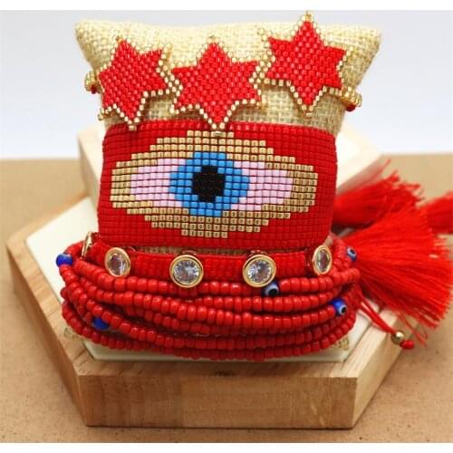 ZHONGVI Summer Beach Turkish Eye Bracelets Handmade Woven Pulsera 2021 Miyuki Seed Beads Bracelet For Women Jewelry Friends Gift
