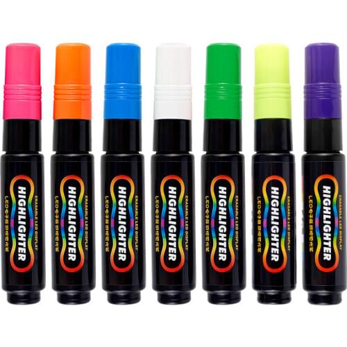 12pcs A Box of Baoke MP4902A LED Electronic Screen Erasable Highlighter Flat Head 7 Colors Color Marker Highlighter Pen