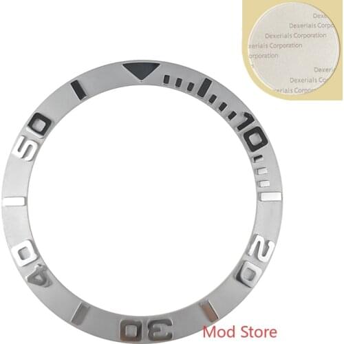 38mm Silver Ceramic Bezel Insert Sloping Design Fit Yacht Master Style For SKX007 Sei ko Mods Watches
