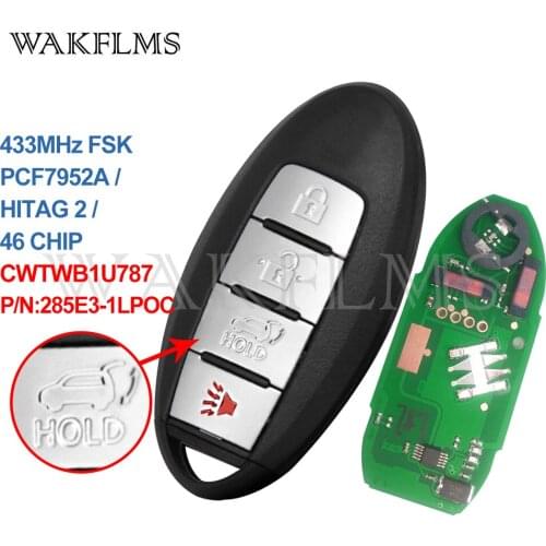 4 btns Remote Smart key 433Mhz For Nissan Infiniti sentra Armada M35 Hybrid Q70 M37 with PCF7952A HITAG 2 46 CHIP CWTWB1U787