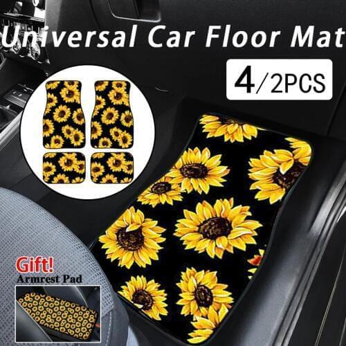 4pcs Sunflower Car pads Carpet Universal Car Floor Foot Mats Sublimation Anti-Slip Neoprene Interior Accessories for Toyota VW