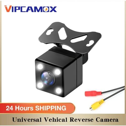 Car Rear View Camera RCA Universal 4 LED Night Vision HD Backup Parking Reversing Camera IP68 Waterproof 170 Wide Angle for VW