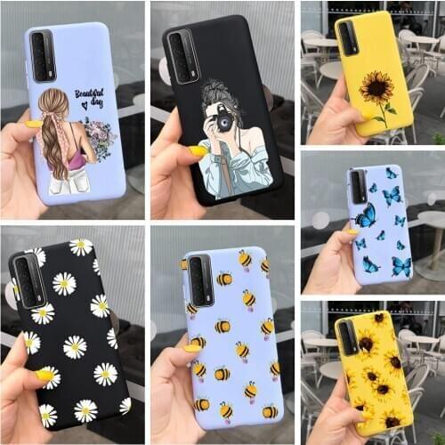 6.67'' Case For Huawei Y7a Case Soft Silicone TPU Back Matte Cover For Huawei Y7a Y 7a Phone Cases HuaweiY7a Flower Coque Fundas