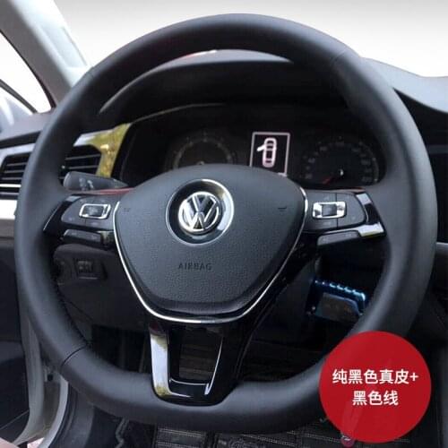 Suitable for Volkswagen cc Golf VII Lamando Tiguan Magotan Lavida hand stitched steering wheel cover leather suede grip cover