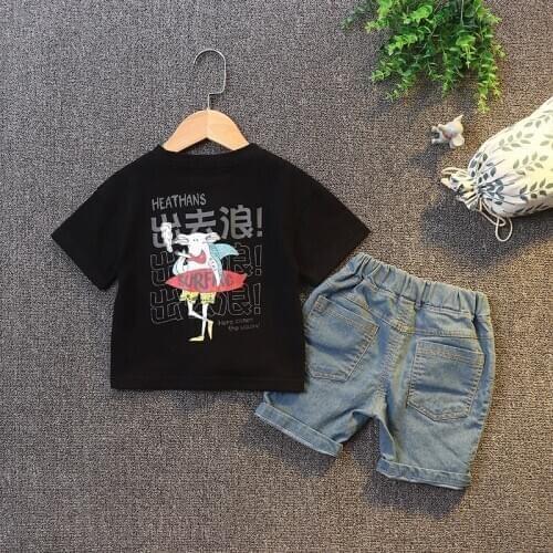 Children Cotton Clothes Summer Baby Girls print cartoon O-Neck T Shirt Shorts 2Pcs/sets Infant Kids Fashion Toddler Tracksuits