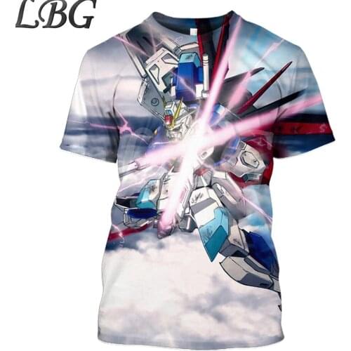 LBG Mens Sports Short Sleeve T-Shirt Anime Mech Warrior Gundam T-Shirt 3D Print Harajuku Style Casual T-Shirt Sweatshirt