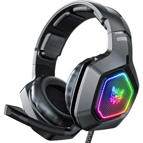 Gaming Headset with Surround Sound Stereo Headset with Noise Canceling LED Light Compatible with PC PS4 Laptops