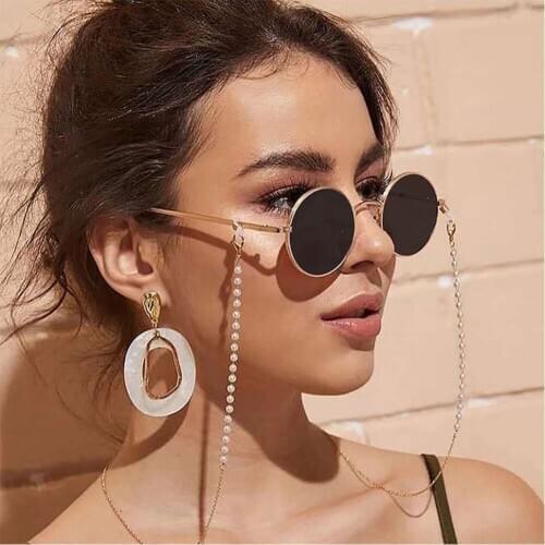 Gothic Steampunk Round Sunglasses With Chain Metal Men Women Circle Shaped Brand Designer Sun glasses Red Black UV400