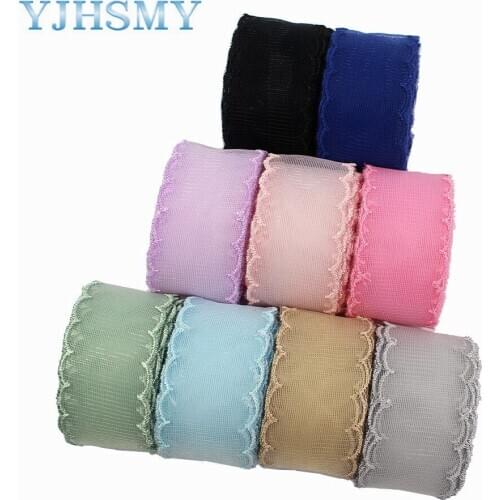 L-20611-537,1-1/2"(38mm) 10yards Solid color Bilateral flower hollow yarn Ribbon,bow hat DIY wedding party gift wrapping paper