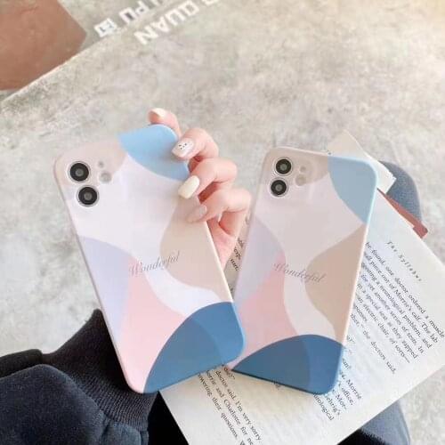 Gimfun Cute Letter Print Phone Case for iPhone 12 Max 11 Pro Max X Xs Max Xr 7 8plus Matte Marble Soft Tpu Shockproof Cover