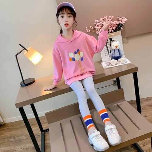 Fashion Girls Clothes Autumn Kids Hoodie Long Sleeves Size for 4 6 7 8 9 10 12 Years Old Children Clothing Set Girls Sports Suit