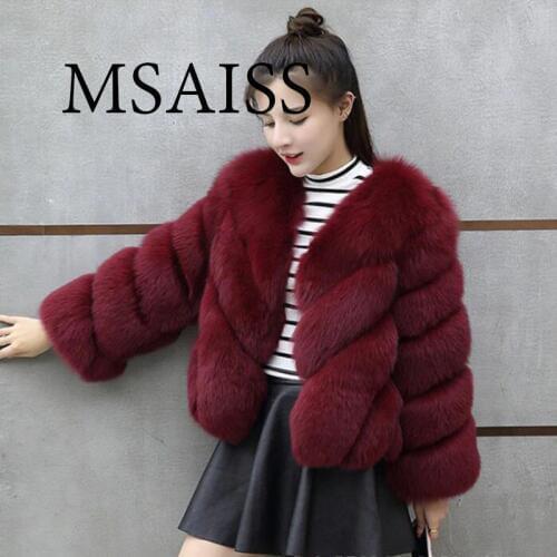 MSAISS Faux Fur Factory Fox Faux Fur Coat Women Winter Warm Artifical Fur Coat Overcoat Female Ladies Faux Furs Jacket