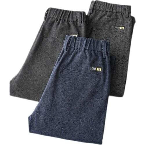 Jeywood Brand 2021 New Autumn Winter Mens Slim Casual Pants Fashion Business Stretch Brushed fabric Thick Trousers Male 28-38