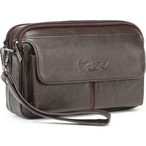 Men Genuine Leather Business Clutch Bags Vintage Mobile Phone Case Cigarette Purse Pouch Male Handy Bag Card Holder Wallet