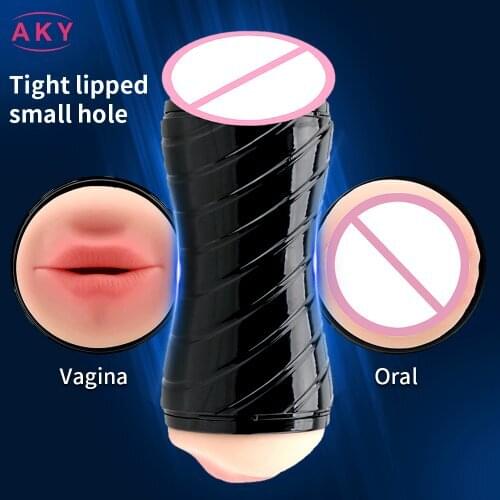 Male Erotic Masturbator Cup Vibrator Real Vagina Silicone Blowjob Mens Deep Throat Pussy Mouth Dual Oral Suck Sex Toys for Men