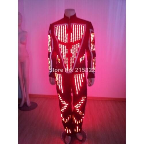 Free shipping mens light up LED tron costume / led light costume performance