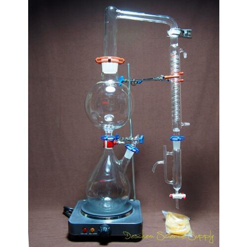 Essential Oil Steam Distillation Kit,Lab Apparatus,W/Hot Stove,Graham Condenser