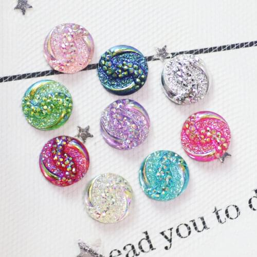 New 40pcs 10mm AB Resin Gems Round pteris Circle Flat Back Rhinestone Ornaments DIY Wedding Appliques Craft Z111