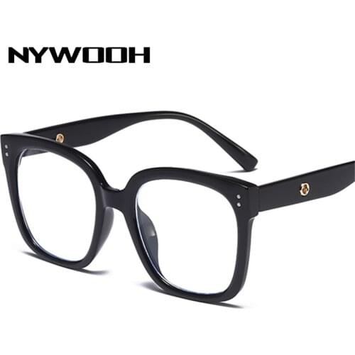 NYWOOH Anti Blue Rays Glasses Frames Women Computer Eyeglasses for Men Vintage Square Eyeglass Myopia Frame Clear Eyewear