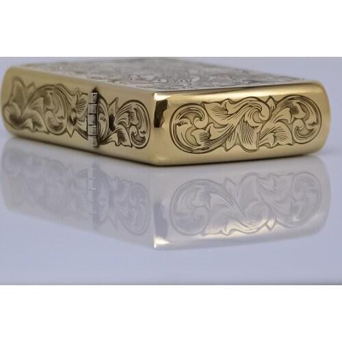 Original ZORRO Kerosene Lighter Brass Five Side Carving Lucky Brave Troops Pattern Business Gift Outside