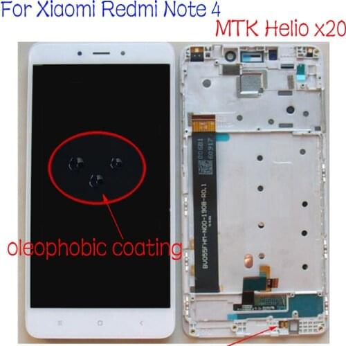 Original Xiaomi Redmi Note 4 MTK Helio x20 LCD Screen Display + Touch Panel Digitizer Frame Assembly Lcd support 10 Touch